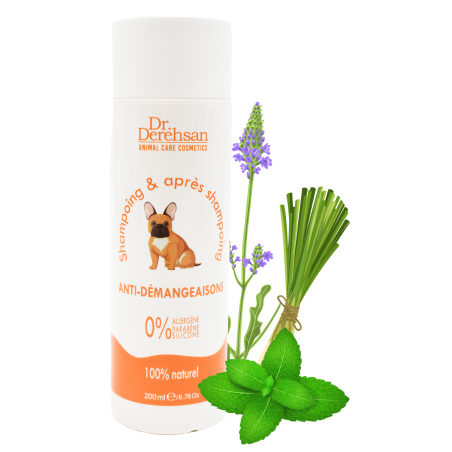 Shampoing pour chien 100% naturel - ANTI-DÉMANGEAISONS - Produits d'hygiène 100% naturels