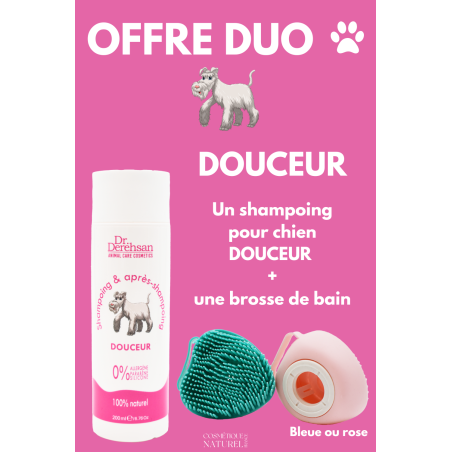 Shampoing pour chien 100% naturel et brosse de bain - OFFRE SPÉCIALE -