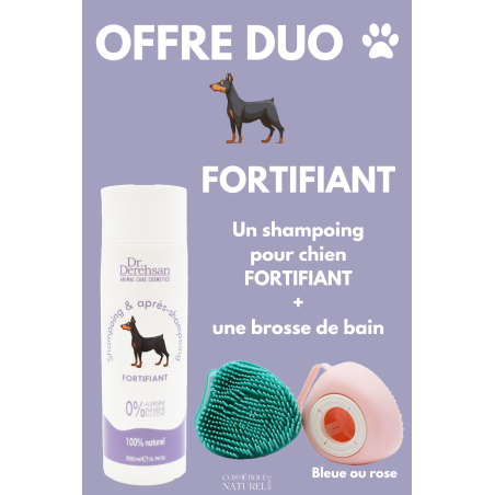 Shampoing pour chien + brosse de bain - OFFRE DUO - FORTIFIANT