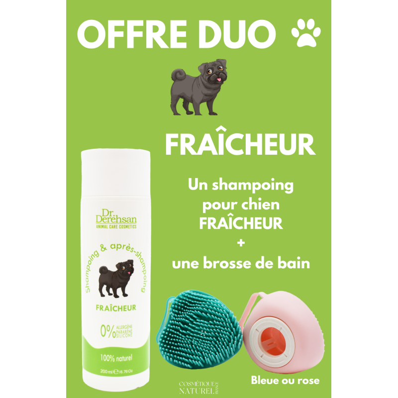 Shampoing pour chien 100% naturel et brosse de bain - OFFRE SPÉCIALE -
