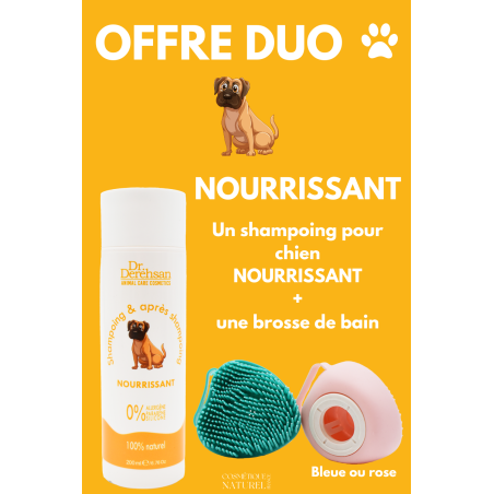 Shampoing pour chien + brosse de bain - OFFRE DUO - NOURRISSANT