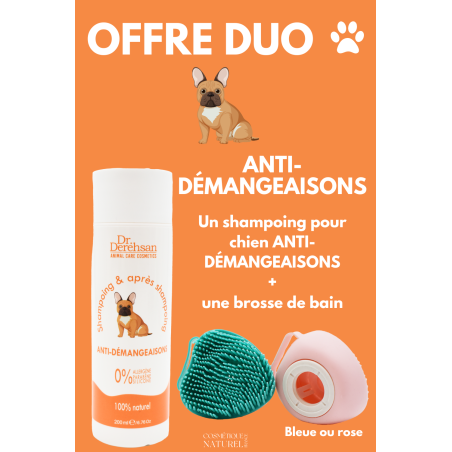 Shampoing pour chien + brosse de bain - OFFRE DUO - ANTI-DÉMANGEAISONS