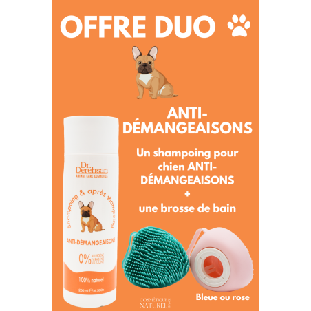 Shampoing pour chien 100% naturel et brosse de bain - OFFRE SPÉCIALE -
