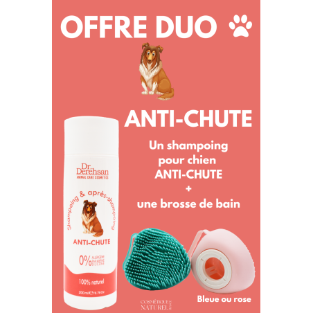 Shampoing pour chien + brosse de bain - OFFRE DUO - ANTI-CHUTE