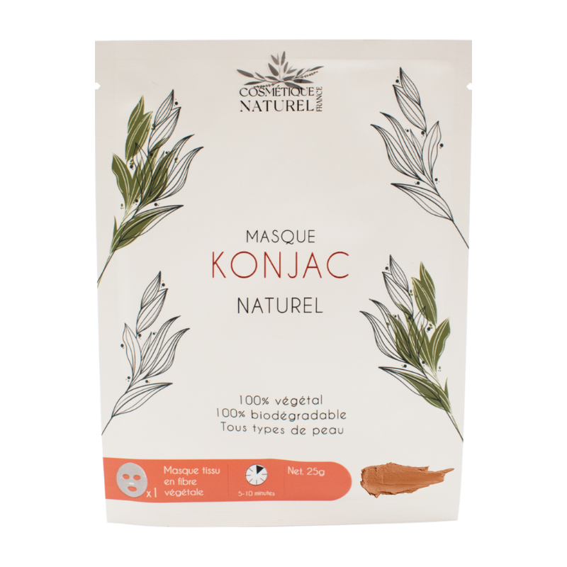 Masque visage au konjac 100% naturel à l'argile rouge - Cosmétique Naturel France