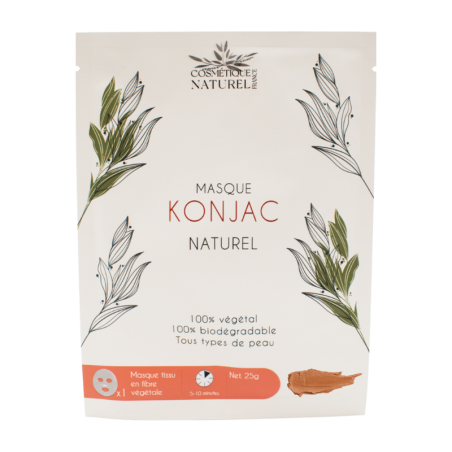 Masque visage au konjac 100% naturel à l'argile rouge - Cosmétique Naturel France