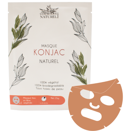 Masque visage au konjac 100% naturel à l'argile rouge - Cosmétique Naturel France