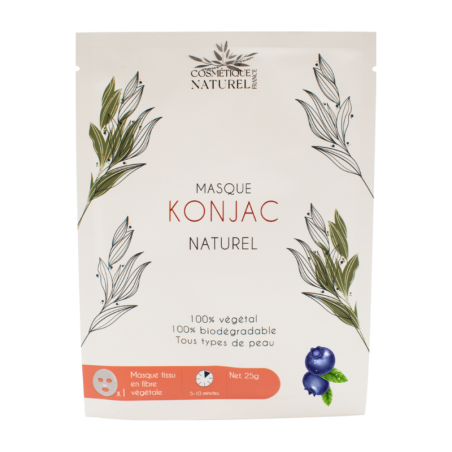 Un masque au konjac 100% naturel à l'extrait de myrtille.