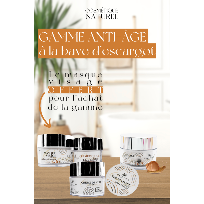 Gamme anti-âge, hydratante - à la bave d'escargot 100% naturelle - Cosmétiques 100% naturels