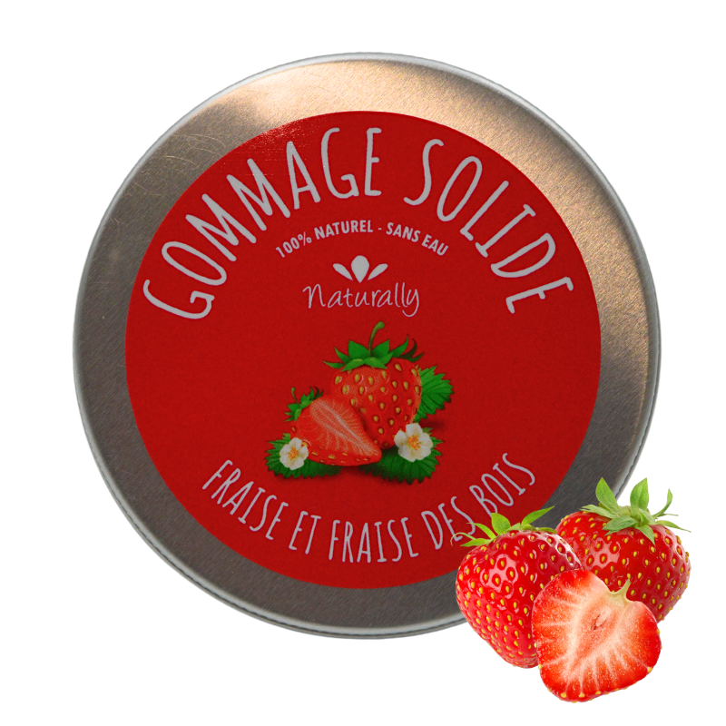 Gommage solide aux extraits et huiles de fraise et fraise des bois - Cosmétique Naturel France