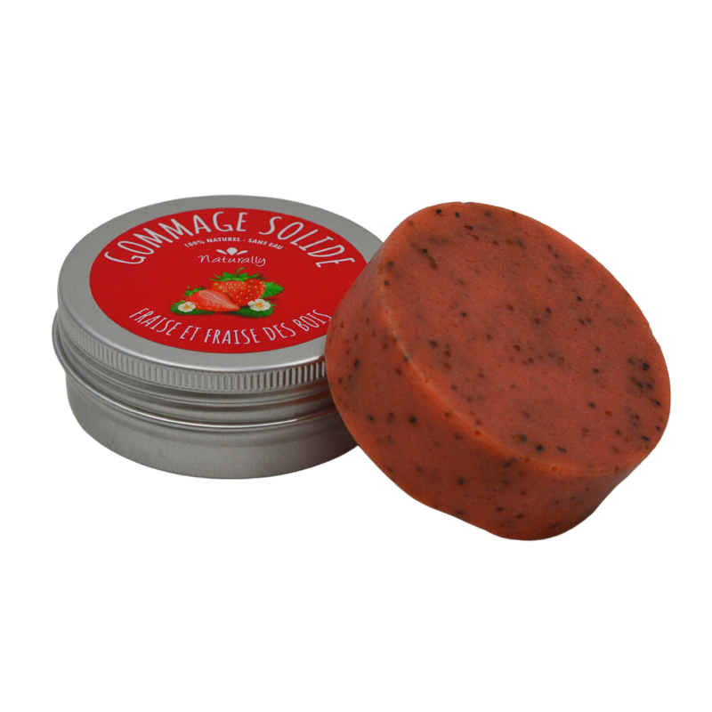 Gommage solide aux extraits et huiles de fraise et fraise des bois - Cosmétique Naturel France