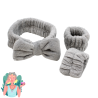 Set bandeau de démaquillage avec bracelets de poignets gris - Cosmétique Naturel