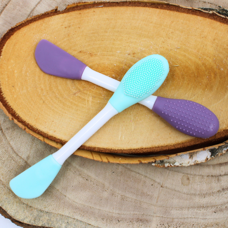 Spatule & brosse visage à double face bleue