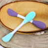 Spatule & brosse visage à double face bleue