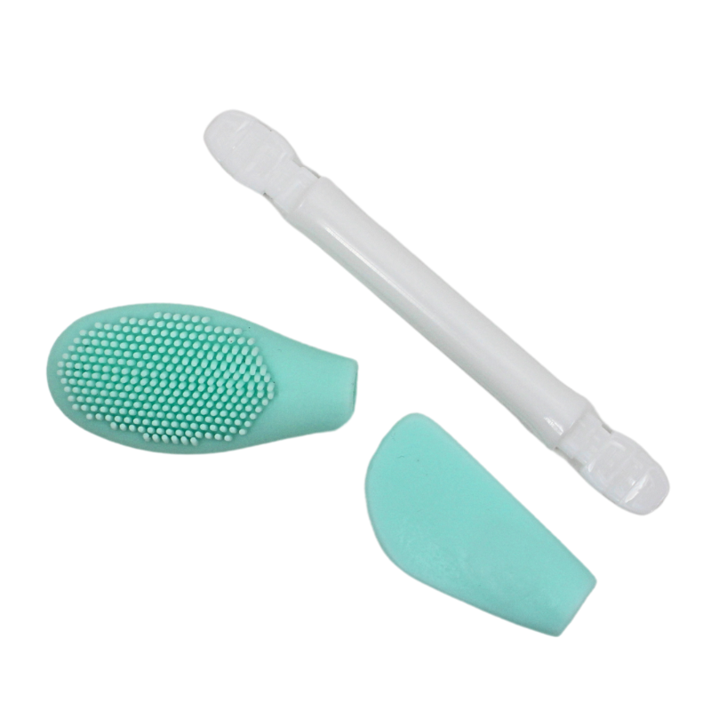 Spatule & brosse visage à double face bleue