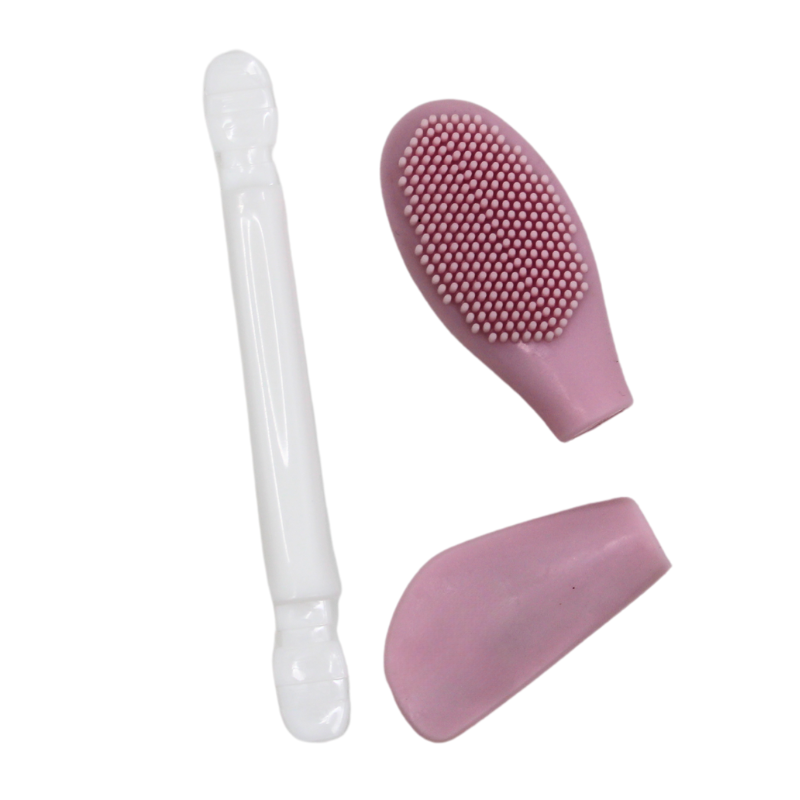 Spatule & brosse visage à double face bleue