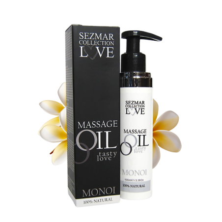 Huile de massage comestible 100 % naturelle – Monoï – 100 ml