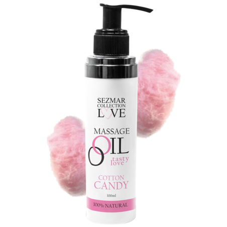 Huile de massage comestible 100 % naturelle – Barbe à papa – 100 ml