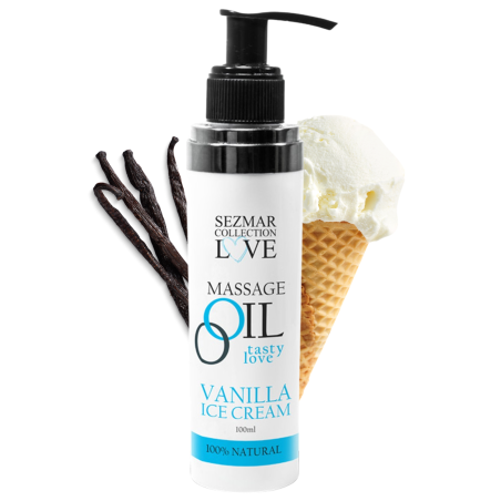 Huile de massage comestible 100 % naturelle – Vanille – 100 ml