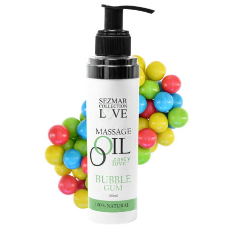 Huile de massage comestible 100 % naturelle – Bubble gum – 100 ml