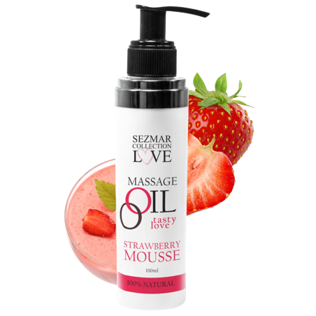 Huile de massage comestible 100 % naturelle – Fraise – 100 ml