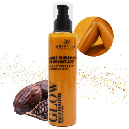 Huile pailletée pour le corps, sublimatrice de bronzage - Cosmétique Naturel France