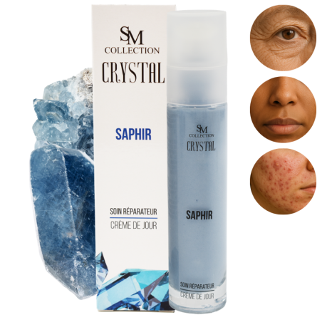 Crème de jour réparatrice 100% naturelle à la poudre de saphir - Cosmétique lithothérapie 100% naturelle