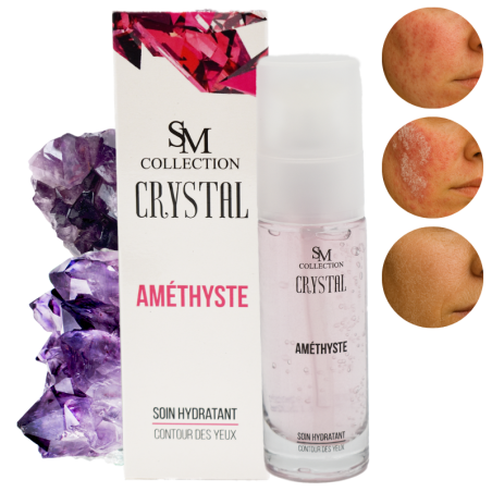 Crème pour le contour des yeux hydratante 100% naturelle à la poudre d'améthyste - Cosmétique lithothérapie 100% naturelle