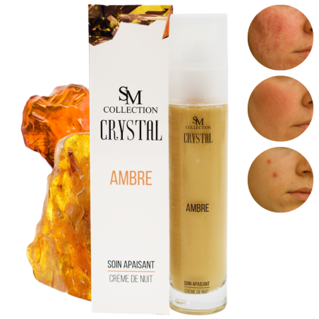 Crème de nuit apaisante 100% naturelle à la poudre d'ambre - Cosmétique lithothérapie 100% naturelle