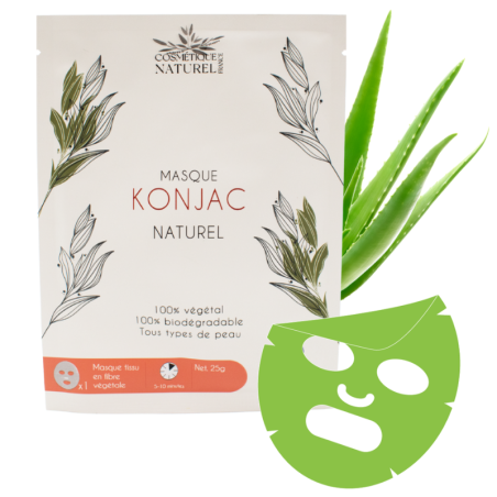 Masque visage au konjac 100% naturel à l'aloé vera - Cosmétique Naturel France