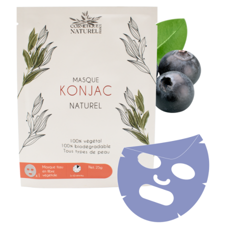 Masque visage au konjac 100% naturel à la myrtille - Cosmétique Naturel France