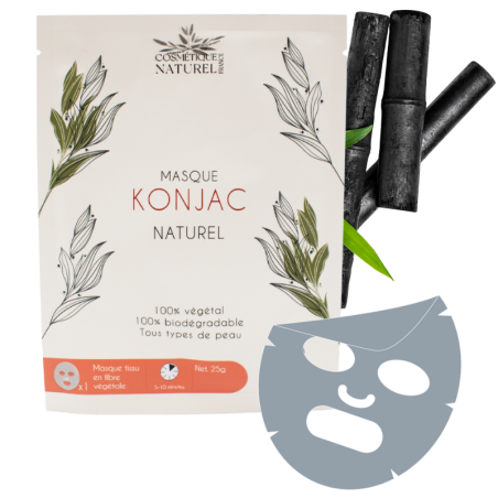 Masque visage au konjac 100% naturel au charbon de bambou - Cosmétique Naturel France