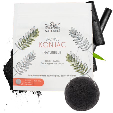 Eponge konjac au charbon - Eponge naturelle en fibre de konjac