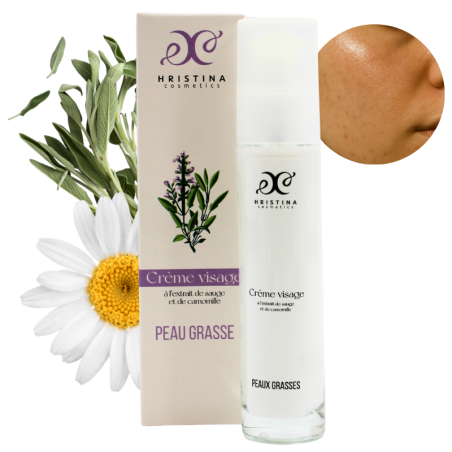 Crème visage peau grasse à la camomille - Cosmétique 100% naturel