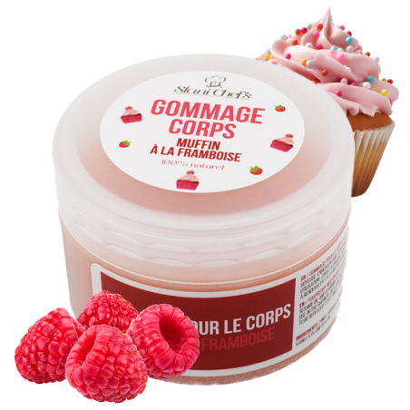 Gommage corps - Muffin à la framboise - 100% naturel - Gommages corps naturels et hydratants - Cosmétique 100% naturels
