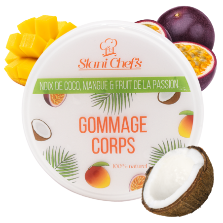 Gommage corps - noix de coco, mangue & fruit de la passion 100% naturel - Gommages corps naturels et hydratants - Cosmétique 100
