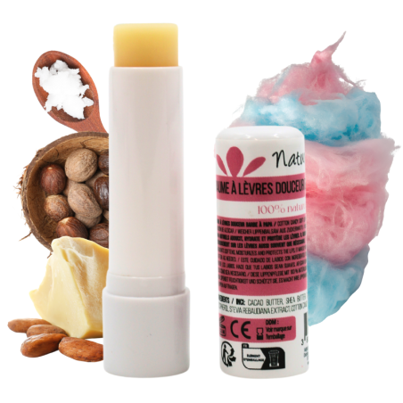 Baume à lèvres douceur barbe à papa - Cosmétique 100% naturel