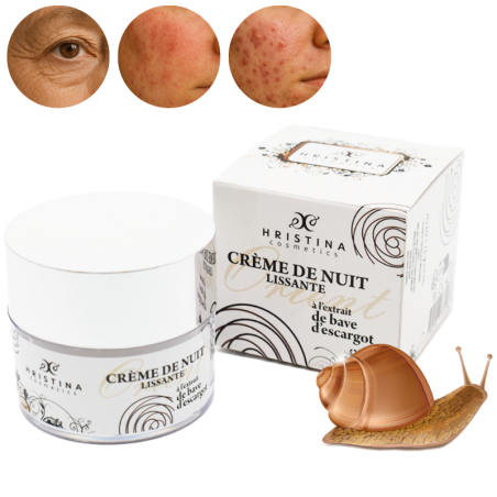 Crème visage nuit à l'extrait de bave d'escargot - Crème visage 100% naturelle