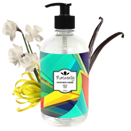 Savon main naturel liquide au musc blanc et vanille - Cosmétique 100% naturel