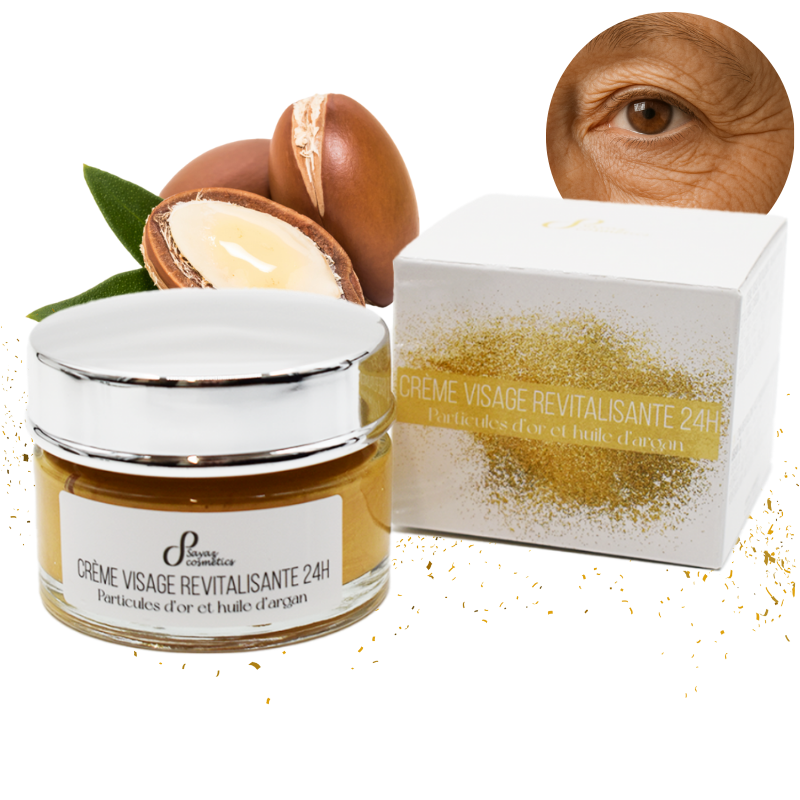 Crème visage revitalisante - Particules d'or et argan - Crème 100% naturelle