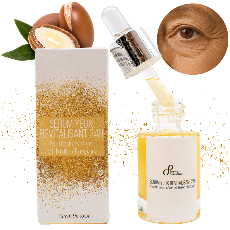Sérum contour des yeux revitalisant - Particules d'or et argan - Sérum 100% naturel