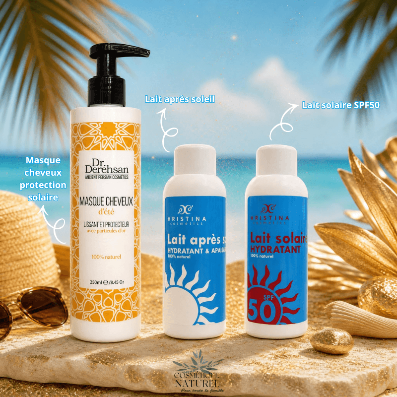 Coffret Été Premium Naturel SPF50 & Or – Corps & Cheveux | Cosmétique Naturel France