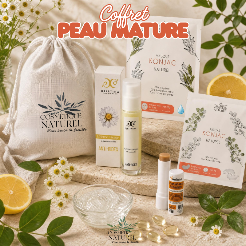 Coffret Anti-Âge Visage – Camomille, Collagène & Particules d'Or 100% Naturel | Cosmétique Naturel France