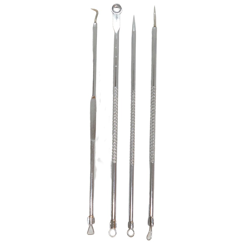 Kit de 4 extracteurs boutons & comédons + boitier - Accessoire cosmétique