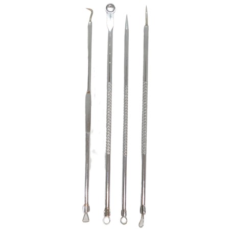 Kit de 4 extracteurs boutons & comédons + boitier - Accessoire cosmétique