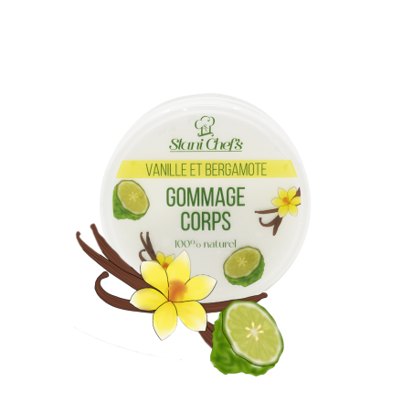 Gommage corps - Vanille & bergamote 100% naturel - Gommages corps naturels et hydratants - Cosmétique 100% naturel
