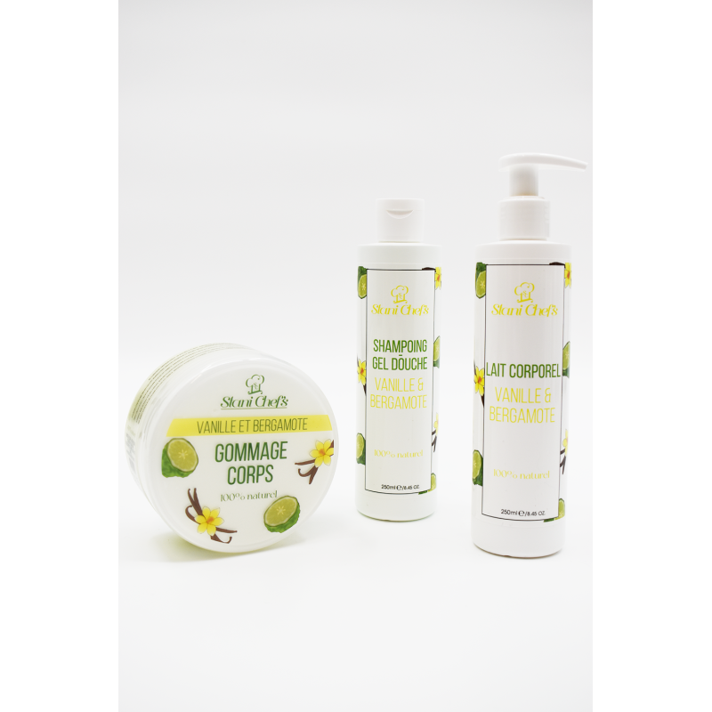 Gommage corps - Vanille & bergamote 100% naturel - Gommages corps naturels et hydratants - Cosmétique 100% naturel