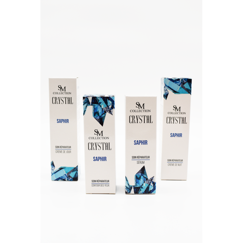 Crème pour le contour des yeux réparatrice 100% naturelle à la poudre de saphir - Cosmétique lithothérapie 100% naturelle