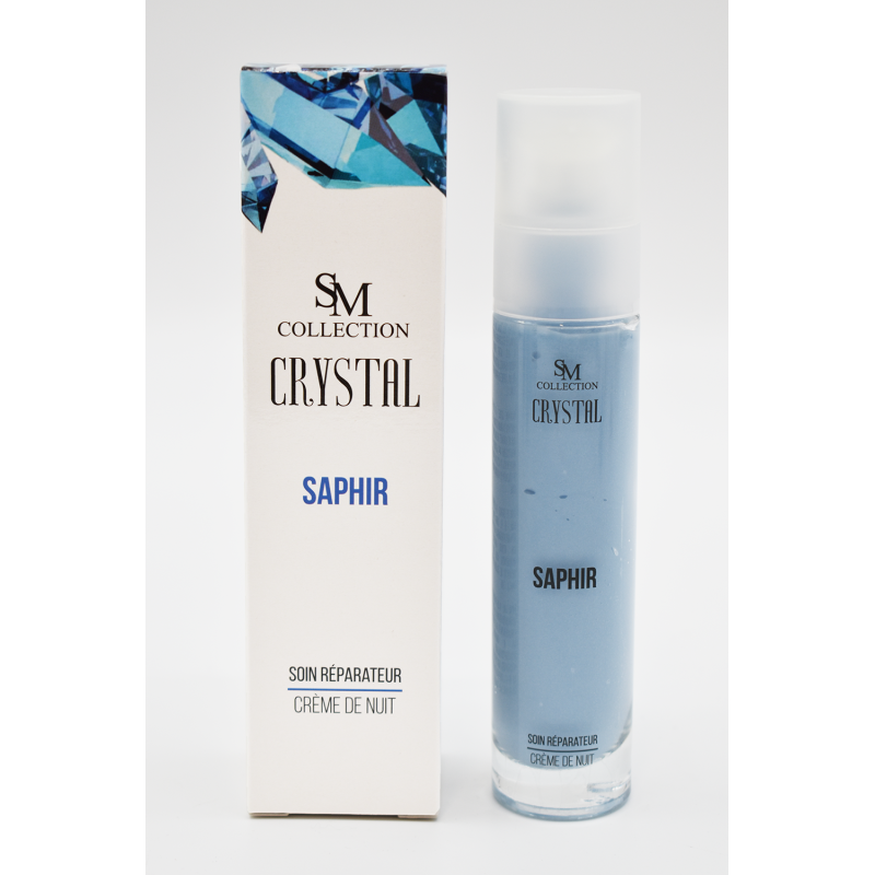 Crème de nuit réparatrice 100% naturelle à la poudre de saphir - Cosmétique lithothérapie 100% naturelle