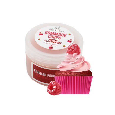 Gommage corps - Muffin à la framboise - 100% naturel - Gommages corps naturels et hydratants - Cosmétique 100% naturels